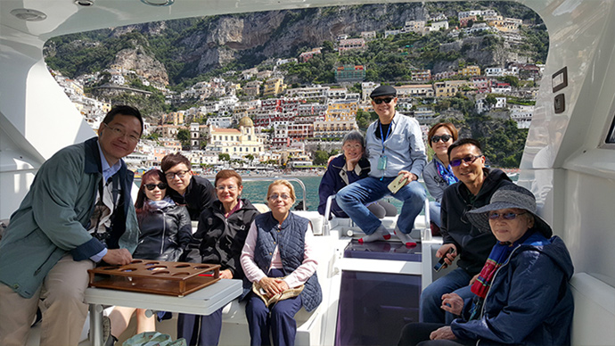 Admiring Positano from our private boat Positano