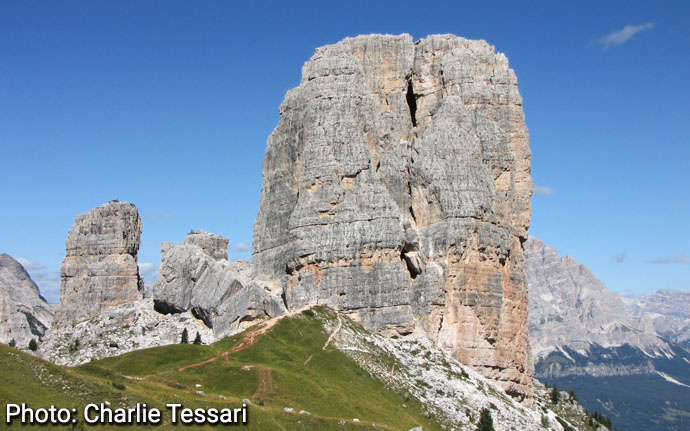 Marvel at the spectacular colours and rock formations which are unique to the Dolomites Cinque Torri